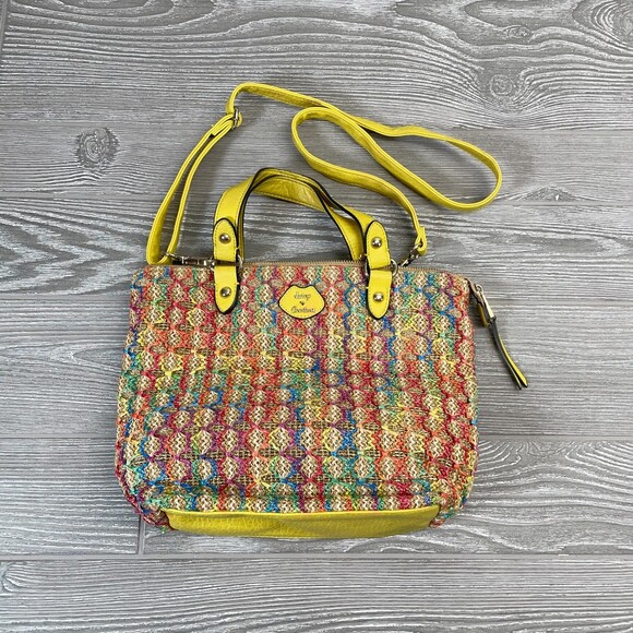 Vintage Juicy Couture Crossbody Purse Woven Straw Rainbow Stitch Hobo Crossbody - Picture 4 of 11